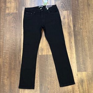 Free Planet Mens Black Sustainable Denim Jeans Size 34x32 Straight Fit Lycra NEW